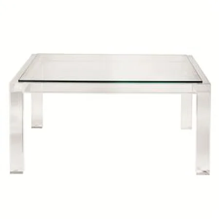 Square Cocktail Table with Inset Glass Top